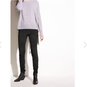 Vince Burgundy Zip Ankle Stretch-Suede Legging